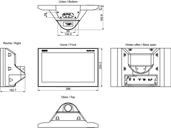Miniatyrbillede 2 af 3: Siemens 6AV2124-0QC24-0BX0 touch-kontrolpanel 39,6 cm (15.6") 768 x 1366 pixel
