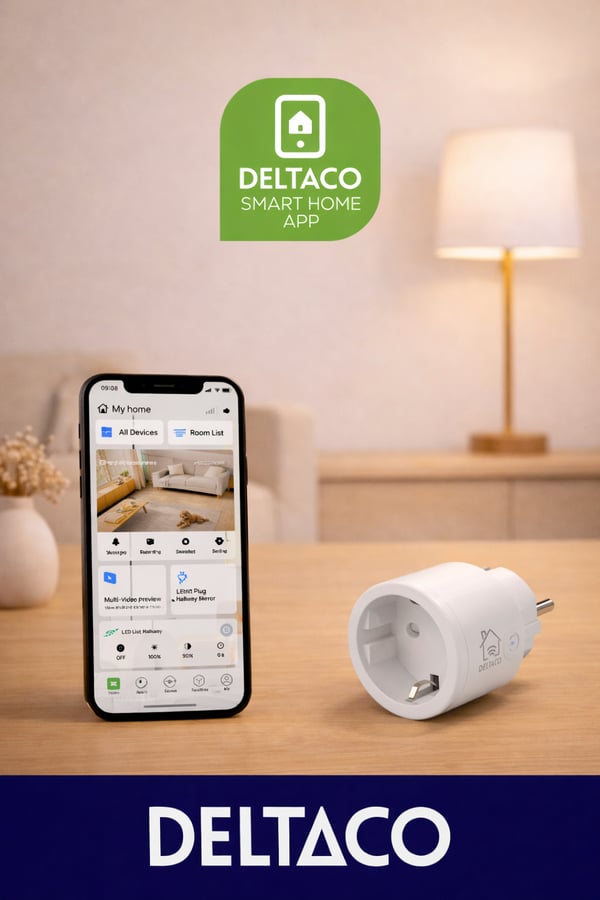 Deltaco SMART H switch WiFi 2.4GHz 1xCEE 7/3 10A timer 220240V white