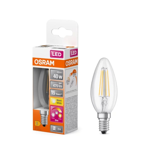 Miniatyrbild 3 av 3: LEDVANCE 4058075435490 LED-lampor Varmvitt 4 W E14 E