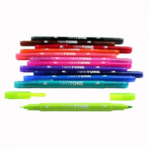 Tombow WS-PK-12P-1 märkpennor 12 styck Fin/Kulspets Svart, Blå, Brun, Cyan, Grön, Orange, Rosa, Röd, Violett