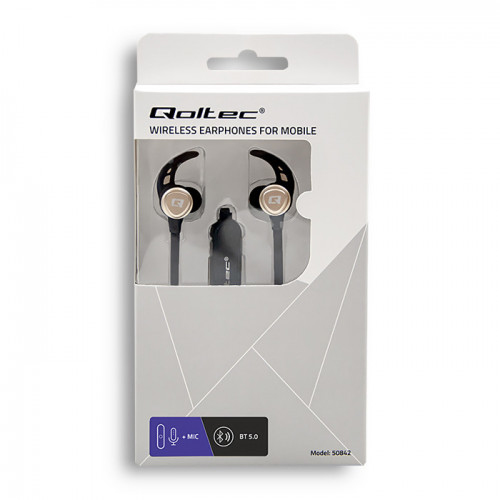Pikkukuva 3 / 4: Qoltec 50842 kuulokkeet ja kuulokemikrofoni Langaton Ear-hook Puhelut/Musiikki Micro-USB Bluetooth Musta, Kulta