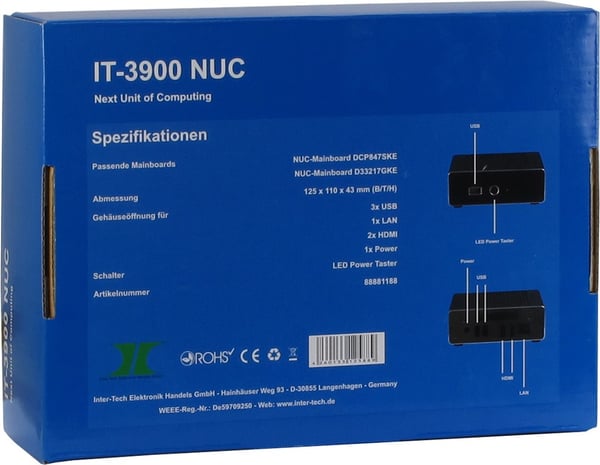 Miniatyrbild 6 av 9: Inter-Tech IT-3900 NUC Svart 60 W
