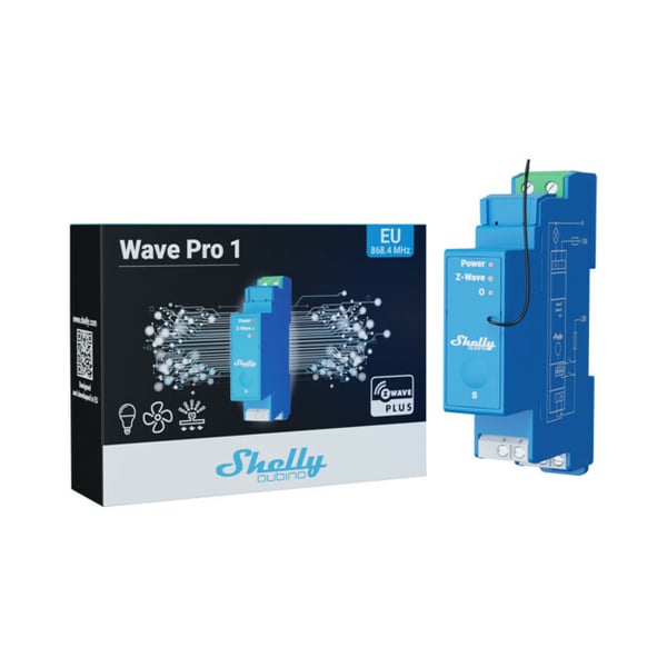 Shelly Qubino Wave Pro 1 strømrelæ Blå