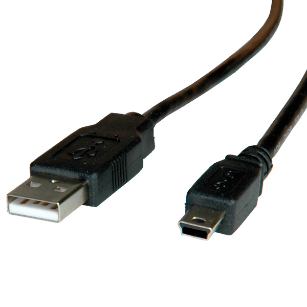 ROLINE 3m USB 2.0 USB-kabel USB A Mini-USB A 0,48 Gbit/sek. Sort