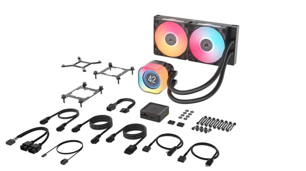 Pikkukuva 4 / 6: Corsair iCUE LINK TITAN 240 RX LCD Suoritin Ilmanjäähdytin 12 cm Musta 1 kpl