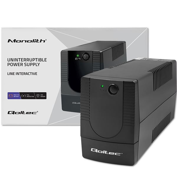 Qoltec 53773 UPS-enhed Interaktivt indgangsstik 0,85 kVA 480 W 1 AC stikkontakt(er)