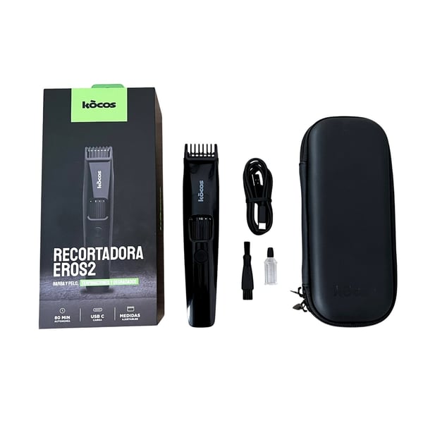 Kocos EROS 2 HAIR CLIPPER+ CASE Folie shaver Trimmer Sort, Grå