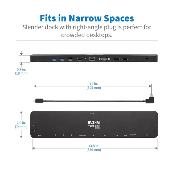 Tripp Lite U442-DOCK7D-B kannettavien tietokoneiden telakka ja porttitoistin Langallinen USB 3.2 Gen 1 (3.1 Gen 1) Type-C Musta