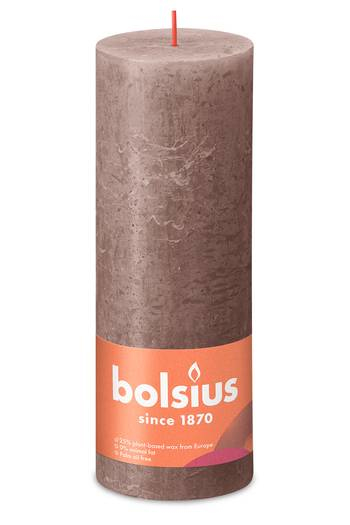 Bolsius Rustiko Shine vokslys Cylinder Gråbrun 1 stk