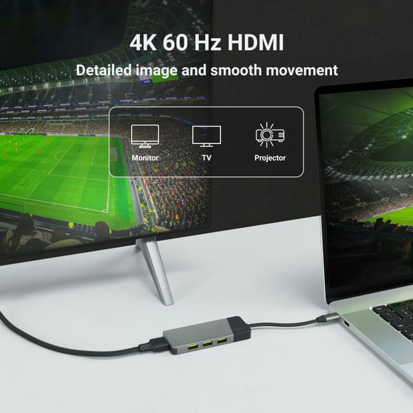 Miniatyrbild 3 av 9: Green Cell HUBGC01 gränssnittshubbar USB Type-C 5000 Mbit/s Silver