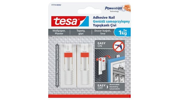 TESA 77774 Sisätila Yleiskoukku Valkoinen 2 kpl TESA 77774 Sisätila Yleiskoukku Valkoinen 2 kpl