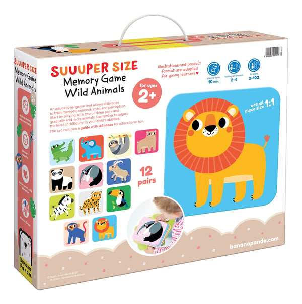 Banana Panda 49121 brætspil Suuuper Size Memory Game Wild Animals 10 min. Hukommelse