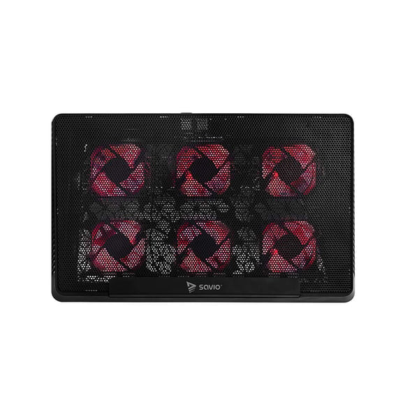 Savio Laptop cooling pad 6 backlit fans 2000 RPM COS-01 kannettavan tietokoneen jäähdytysalusta 43,9 cm (17.3") Musta, Punainen
