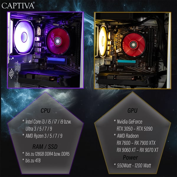 Miniatyrbillede 10 af 12: CAPTIVA 92769 PC/arbejdsstation AMD Ryzen™ 7 5700X 32 GB DDR4-SDRAM 1 TB SSD NVIDIA GeForce RTX 5060 Ti Windows 11 Home Sort