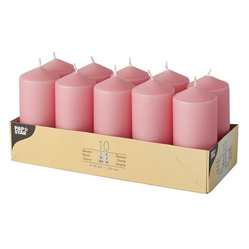 Papstar 17913 stearinljus Rund Rosa 10 styck
