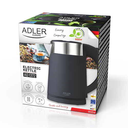 Miniatyrbillede 9 af 12: Adler AD 1372B elkedel 0,6 L 800 W Sort, Metallic