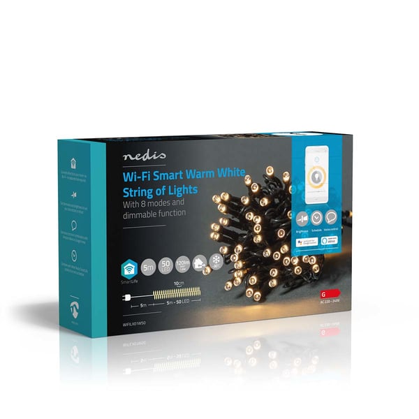 Nedis WIFILX01W50 koristevalaistus Koristevaloketju 50 lamppu(a) LED 1,81 W G