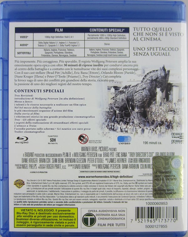 Pikkukuva 2 / 2: Warner Home Video Troy Blu-ray Saksa, Englanti, Espanja, Ranska, Italia