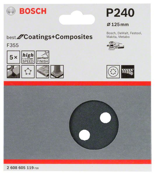 Bosch 2 608 605 119 käsikäyttöinen hiontaväline Hiomapaperi P240 5 kpl