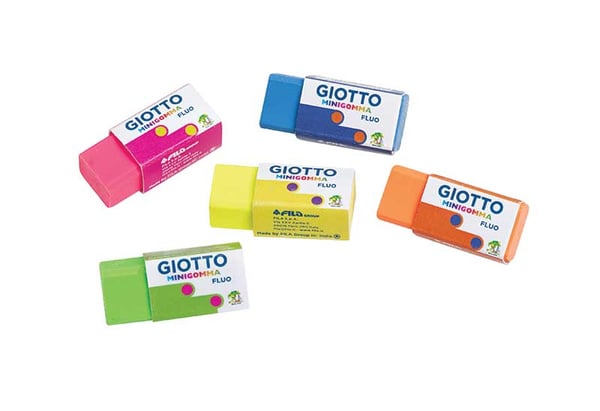 Miniatyrbillede 2 af 2: Giotto Fluo viskelæder Termoplastisk elastomer (TPE) Blå, Fuchsia, Grøn, Orange, Gul 120 stk