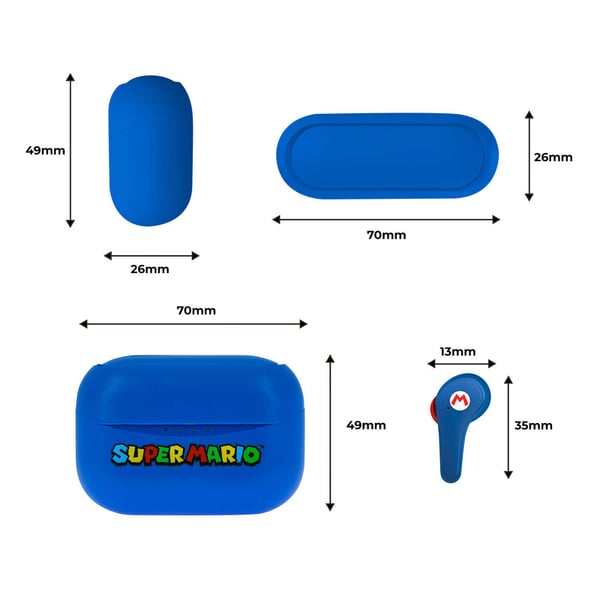 OTL Technologies Super Mario Hovedtelefoner Trådløs I ørerne Opkald/musik Bluetooth Blå