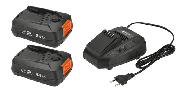 Gardena P4A 2 x PBA 18V/45 + AL 1830 CV Batteri- og opladersæt