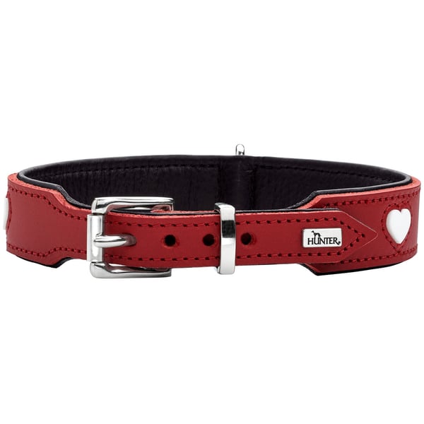 Hunter 69901 hunde- og kattehalsbånd Rød, Hvid Læder XS-S Hund Standardkrave