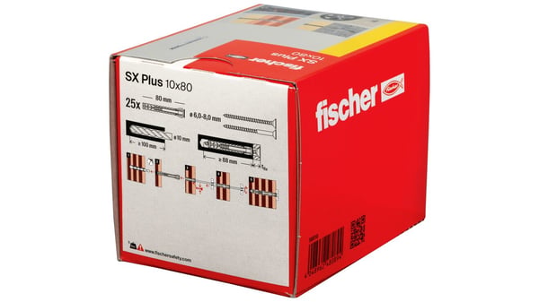 Fischer 568110 skrueanker og vægudtag 25 stk Udvidelsesanker 80 mm