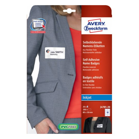 Avery J4785-20 liimaetiketti Pyöristetty suorakulmio Irroitettava Valkoinen 200 kpl