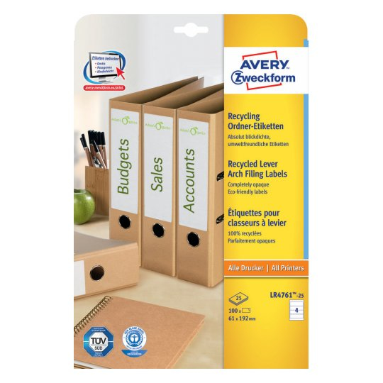 Miniatyrbild 1 av 2: Avery LR4761-25 självhäftande etiketter Rundad rektangel Permanent Vit 100 styck