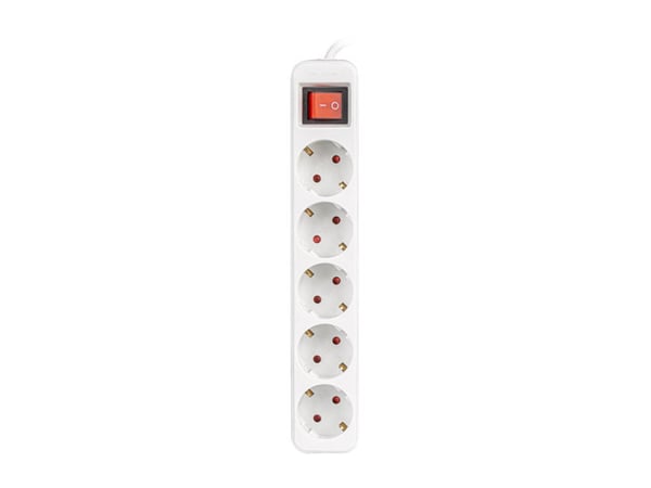 Lanberg PS1-05F-0300-W stikdåse 3 m 5 AC stikkontakt(er) Indendørs Hvid