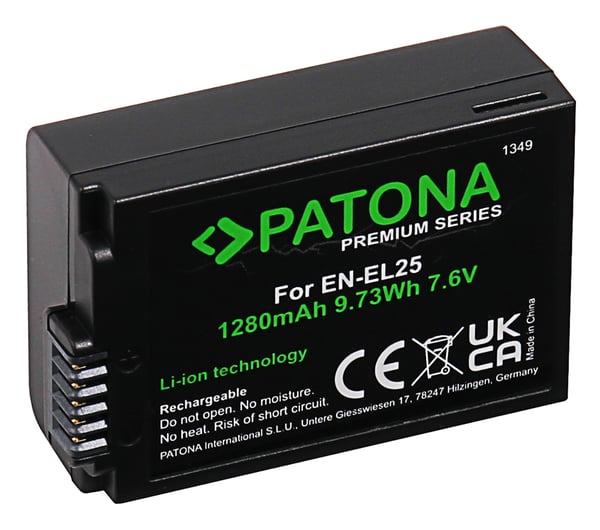 PATONA 1349 kameran/videokameran akku Litiumioni (Li-Ion) 1280 mAh
