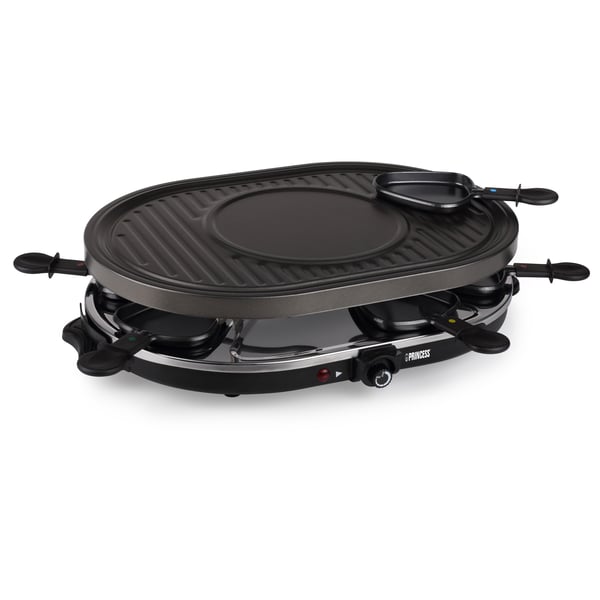 Princess 162700 raclettegrill 8 personer 1200 W Svart, Rostfritt stål