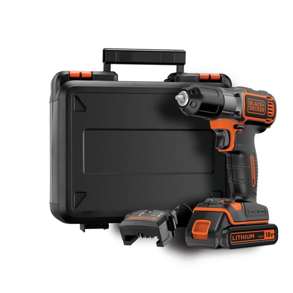 Miniatyrbild 1 av 5: Black & Decker ASD184K-QW borr utan nyckel Svart, Orange