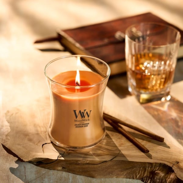 WoodWick Golden Bourbon vokslys Andet Transparent, Træ, Gul 1 stk