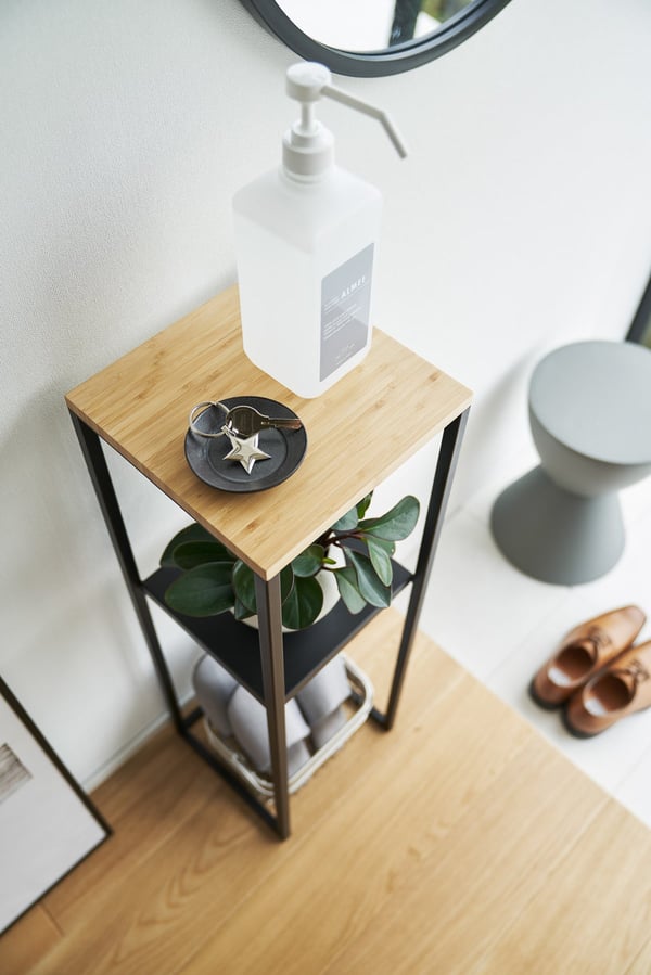 Yamazaki 5984 Flydende hylde Fritstående Bamboo, Stål Sort, Træ