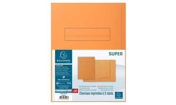 Miniatyrbild 3 av 3: Exacompta 335007E mappar Kartong Orange A4