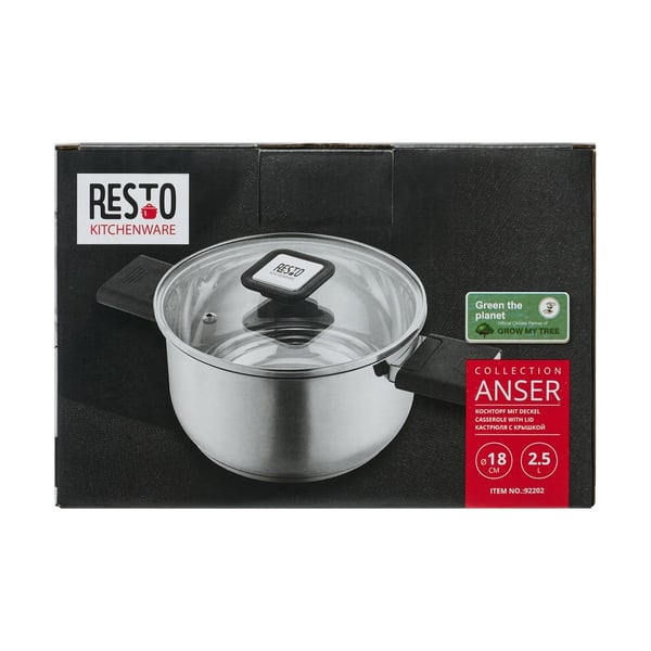 Resto Kitchenware Anser 2,5 L Rund Sort, Rustfrit stål