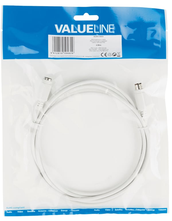 Miniatyrbillede 2 af 2: Valueline VLCP51100I20 PS/2-kabel 2 m Elfenben