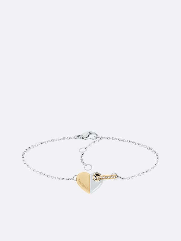 Tommy Hilfiger Two-Tone Gold-Plated Stainless Steel Heart Bracelet Hunstik Rustfrit stål