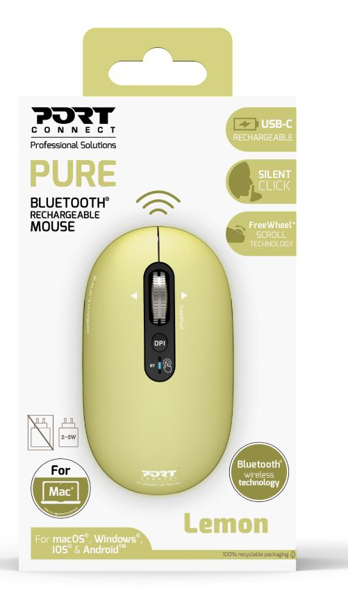 Miniatyrbild 4 av 7: Port Designs PORT Connect PURE MAC datormöss Universal Ambidextrous Bluetooth Optisk 3200 DPI