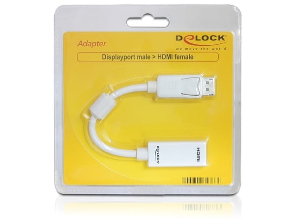 DeLOCK 61767 videokaapeli-adapteri 0,125 m DisplayPort HDMI-tyyppi A (vakio) Valkoinen