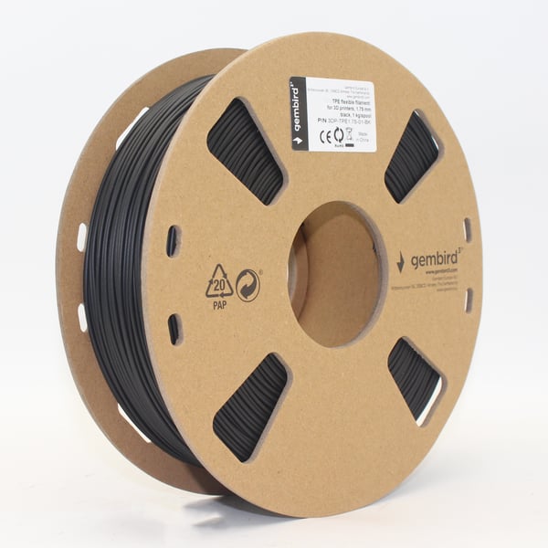 Miniatyrbillede 3 af 3: Gembird 3DP-TPE1.75-01-BK 3D print materiale Termoplastisk elastomer (TPE) Sort 1,45 kg