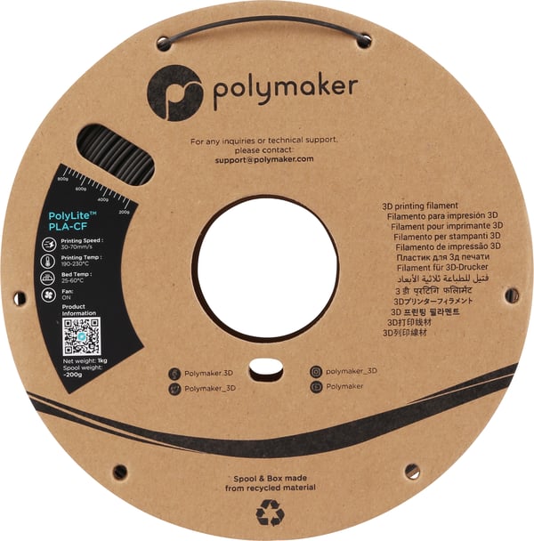 Polymaker PA10001 3D print materiale Polymælkesyre (PLA) Sort 1 kg