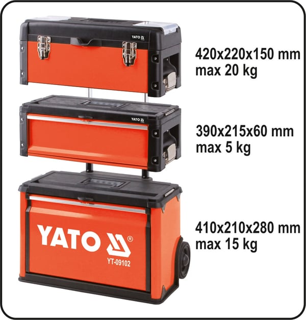 Yato YT-09102 työkalupakki Työkalulaatikko Alumiini, Metalli, Muovi Musta, Punainen
