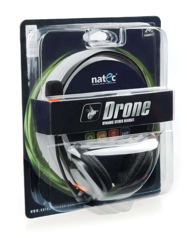 NATEC Drone Headset Ledningsført Opkald/musik Sort, Orange