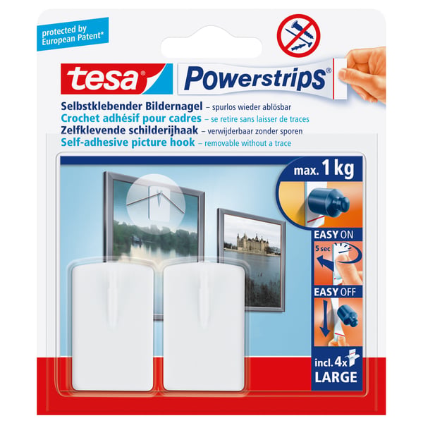 TESA 58031-00020 kodin varastointikoukku Valkoinen 2 kpl