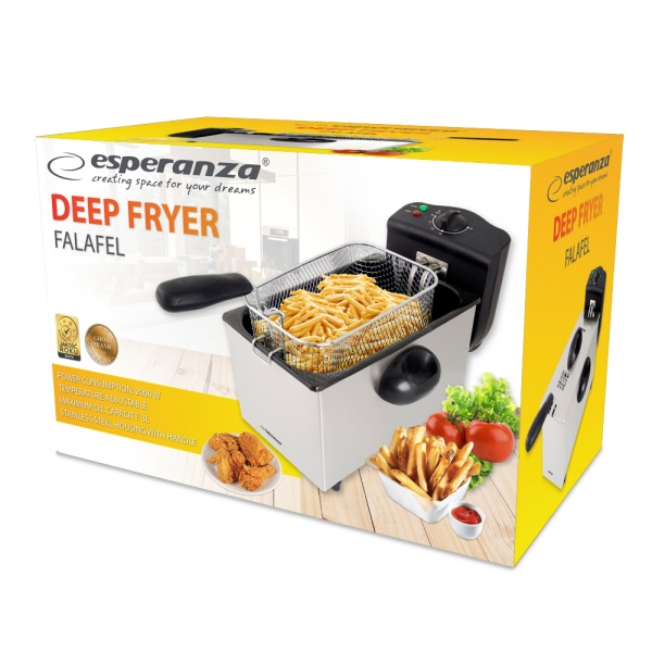 Miniatyrbild 3 av 4: Esperanza FALAFEL Single 3 l Fristående 2200 W Fritös Svart, Vit