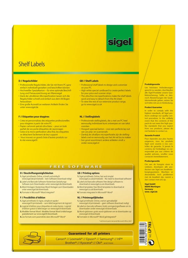 Miniatyrbild 6 av 6: Sigel LP783 självhäftande etiketter Rektangel Vit 420 styck