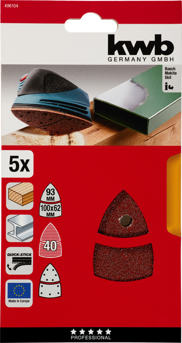 kwb 496124 tilbehør til slibemaskine 5 stk Slibeblad